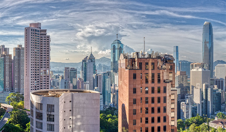 Cityscape From Hong Kong Island Mid Levels, North Across Harbor